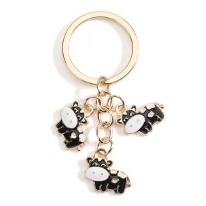 Porte-Cl&eacute;s Avec Une Petite Vache, Adorable Porte-Bonheur De Dessin Anim&eacute; Pour Femme, Id&eacute;al Pour La Rentr&eacute;e Scolaire, Les Anniversaires Et Les Porte-Cl&eacute;s De Voiture. (LCLYX, neuf)
