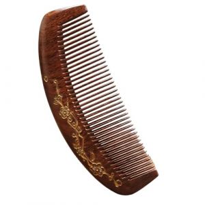 Peigne en bois Peigne en bois de santal soie dor&eacute;e, Type croissant, brosse antistatique for cheveux boucl&eacute;s, outil Massage(Color1) (Starwell Store, neuf)
