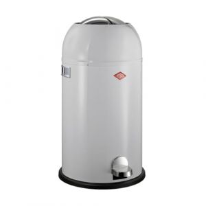 Wesco Poubelle Kickmaster de couleur grise, t&ocirc;le d'acier rev&ecirc;tue par pulv&eacute;risation, amortisseur int&eacute;gr&eacute;, volume de 33 litres, grande ouverture (KILEAN, neuf)