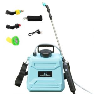 Pulverisateur Electrique 5L/8L, Pulverisateur de Jardin Electrique avec 3 Buses, Pulverisateur Lance Telescopique,Max 92 cm, 1500mah, pulvérisateur électrique pour Jardin, Toit (8L-Blue) (NEW CRAB LIMITED, neuf)