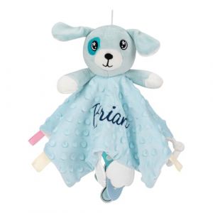 SIMYJOY Serviette de Bébé Jouets Doudou Personnalisé DIY avec Prenom, Couverture De Sécurité Personnalisé pour Bébé, Cadeau Fille Garçon Chiot Bleu (SIMYJOY, neuf)