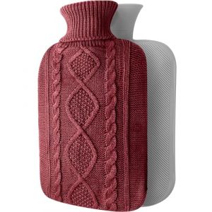 OliviaLiving Bouillotte avec housse &ndash; Housse en tricot souple de qualit&eacute; sup&eacute;rieure &ndash; Grande capacit&eacute; de 2 L &ndash; Bouillotte pour soulager la douleur, le cou et les &eacute;paules, le dos et les nuits (OLIVIA LIVING, neuf)