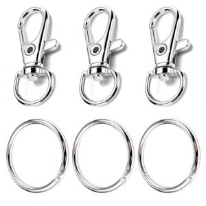 80 Pi&egrave;ces Mousqueton Porte Clef Anneaux, Attache Porte Cl&eacute;, Fermoir Mousqueton Crochets de Cl&eacute;s Avec Porte-cl&eacute;s, Pivotant Keychain Pivotant en M&eacute;tal, pour la Fabrication de Cl&eacute;s, L'artisanat (argent&eacute;) (BoAoXin, neuf)