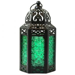 Lanterne &agrave; Bougie Marocaine, bougeoir d&eacute;coratif pour Table ou &agrave; Suspendre, d&eacute;corations du Ramadan, d&eacute;coration int&eacute;rieure, Patio ou Porche ext&eacute;rieur, Mariages, S, Vert (Seraphic Imports, neuf)