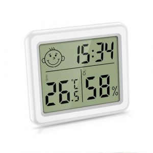 Ankilo Thermom&egrave;tre hygrom&egrave;tre num&eacute;rique avec horloge, hygrom&egrave;tre int&eacute;rieur, portable, grand &eacute;cran, r&eacute;veil num&eacute;rique avec temp&eacute;rature, indicateur de temp&eacute;rature ambiante, thermom&egrave;tre d'ambiance pour le (Shimai Shop, neuf)