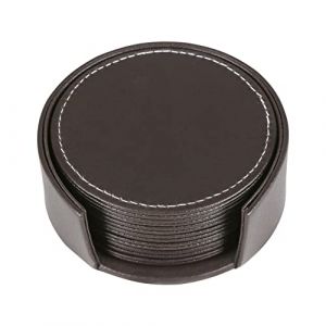 LiLan Lot de 6 Dessous de Tasse en Cuir avec Support (Marron) (LiLan, neuf)