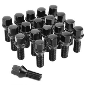 QWORK® 20 Pièces M14x1.5, Boulons de Roue,Diamètre 28 mm, Cône 60°, Compatible Ave Audi BMW, Peugeot, Benz, Citroën, Noir (shavinglikes, neuf)