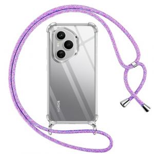Pnakqil Coque pour Honor 400 Pro 5G avec Cordon, Transparente Silicone Housse avec R&eacute;glable de Collier Anti-Chute Etui pour Honor 400 Pro 6.7 Pouces, &Egrave;tuis &agrave; Bandouli&egrave;re [Violet 01] (UNA KADAMS, neuf)