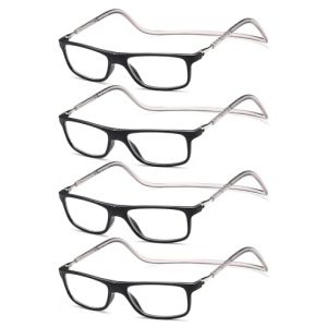 NEW VISION Lunettes 4 pack, Lunettes Loupe, Lunettes De Lecture Magnétique, Longueur RéGlable Lunette De Lecture Homme Femme, NV2904 (4NOIR, 1.5, x) (New Vision Milano, neuf)