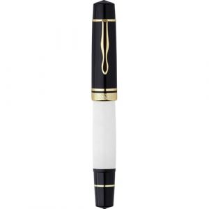 erofa Majohn P139 Stylo-plume en r&eacute;sine Piston Pointe Moyenne avec Bo&icirc;tier, Syst&egrave;me de Piston en Laiton Grande Capacit&eacute; Noir/Blanc (Eorfa Direct, neuf)
