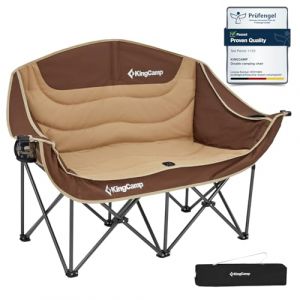 KingCamp Chaise de Camping Pliante pour 2 Personnes, Charge Max 300 kg, Fauteuil de Canap&eacute; Pliable 2 Places Confortable, XXL Double Chaise Canap&eacute; Rembourr&eacute; pour Camping Plage Jardin, Kaki (KingCamp EU, neuf)