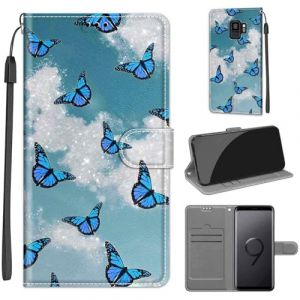 KENHONER Coque pour Samsung Galaxy S9, Housse Etui Portefeuille Cuir Multifonction, Fermeture Magn&eacute;tique &agrave; Clapet Anti-Choc Compatible avec Coque Samsung S9 Book - Papillon (KENHONER, neuf)