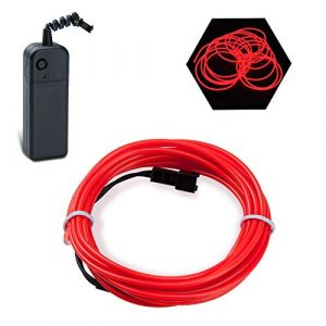 Podazz Flexible EL Fil Tube Néon Light Avec Contrôleur 3 Modes LED Lumière De Voiture Dance Partie De Mariage Bar intérieur et extérieur Décor (Rouge, 9 Pi) (Podazz UK, neuf)