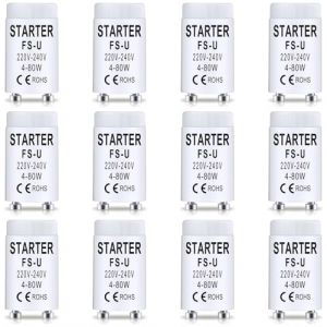 12 Pack Starter Tube Fluorescent FS-U 4-80W 220-240V Starter Tube Neon Remplacement Démarreur de Lampe pour Tubes Lampes Lumière Fluorescentes Commutation pour Lampes UVC D'aquarium Lampes au Néon (WFire-EU, neuf)