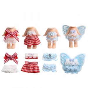 4 Ensembles 7,62cm Vêtements de Poupée pour Sonny Angel Poupées, Tenues de Collection pour Adultes avec Hauts et Jupes à Exposer et à Décorer (Bleu, Rouge) (funysion, neuf)