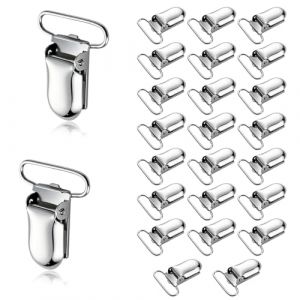 FrostyFlair Clips de t&eacute;tine, 25 pi&egrave;ces Argent&eacute; Ruban de t&eacute;tine personnalis&eacute;, Clips en m&eacute;tal 2,5cm pour cha&icirc;nes de t&eacute;tine, Accessoires b&eacute;b&eacute; pour Filles & gar&ccedil;ons (xianbanshuoshangmaoyouxiangongsi, neuf)