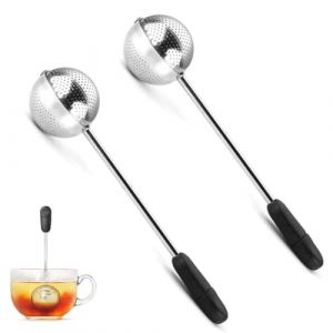 Infuseur boule &agrave; th&eacute; rotative | Cuill&egrave;re passoire &agrave; th&eacute; en acier inoxydable | Poign&eacute;e ergonomique | Filtre &agrave; th&eacute; innovant et astucieux (Argent (boite de 2)) (LITTLE RITUEL, neuf)