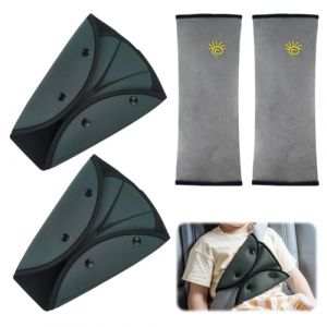 2 Ajusteurs de Ceinture de Sécurité pour Enfants, 2 Coussinets de Ceinture de Sécurité, Ajusteur de Ceinture,Housse de Ceinture de sécurité de voiture,Coussin d'épaule,Oreiller de tête,Support de Cou (KAL IKYM LTD*, neuf)