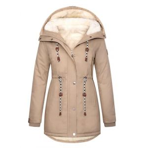 Xnova Manteau Femme Hiver Chaude Mi Longue, Parka Manteaux en Coton Coupe Vent, Veste Polaire &agrave; Capuche Manche Longue Casual Blouson avec Zipp&eacute; Trench Coat Anti-Froid Jacket Hiver Automne (Kaki, L) (Mindfar-direct, neuf)