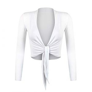 Gloop Bolero, belle, elegante veste pour femme, manche longue, noeud Bolero,XL,Blanc (Gloop, neuf)