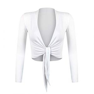 Gloop Bolero, belle, elegante veste pour femme, manche longue, noeud Bolero,XL,Blanc (Gloop, neuf)