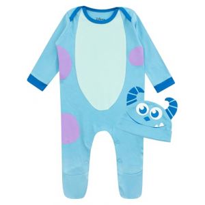 Disney Monstres & Cie Grenouillère Avec chapeau | Pyjama Bebe Hiver Monsters Cie | Sulley Grenouillere Bebe Bleu 0-3 Mois (Character FR, neuf)