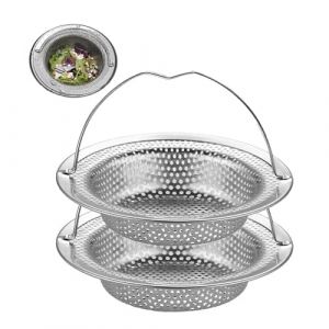 jatimdotin Bouchon Evier Cuisine, 2 Pièces Filtre Evier avec Poignée, Bouchon Evier en Acier Inoxydable, Crépine Cuisine Meilleur pour Vidange et Antiblocage (11 x 8 x 2 cm) (Si Lai-store, neuf)
