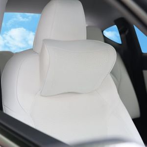 Dapucarin Oreiller Appui-T&ecirc;te Voiture en Cuir 100% Mousse &agrave; M&eacute;moire de Forme, Coussin de Nuque de Soutien de Si&egrave;ge Premium pour la Conduite, Les Voyages, la Maison, Le Bureau, Blanc, 1 Unit&eacute;s (Dapucarin, neuf)