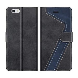 MOBESV Coque pour iPhone 6S Plus, Housse en Cuir Magnétique Fonction Stand Étui pour iPhone 6S Plus/iPhone 6 Plus, Noir (NineFox, neuf)