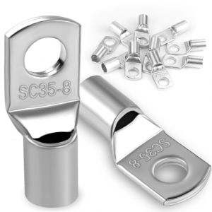 10 Pièces 35mm² Cosses Tubulaires M8 Cosses Annulaires, Cosses à Sertir a Oeil à Anneau, Œillet en Cuivre Étamé Cosse à Sertir pour Câble Électrique (Dawene store, neuf)