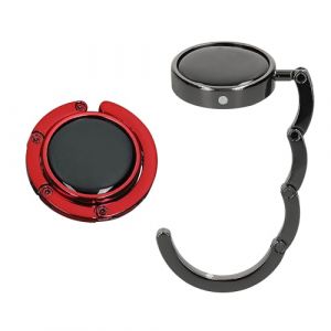 kwmobile 2 Porte Sac &agrave; Main Table - Gadget Accroche Sac a Main pour Table Bureau - Support Crochet en M&eacute;tal Pliable - Noir-Rouge (SX-Commerce, neuf)