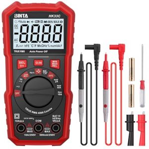 BINTA Multim&egrave;tre Num&eacute;rique Automatique 4000 Comptes, Testeur &Eacute;lectrique AC/DC, Voltm&egrave;tre Amp&egrave;rem&egrave;tre Ohmm&egrave;tre avec NCV Live, Capacit&eacute;, Fr&eacute;quence, Rapport Cyclique, Test de Batterie (BTN-eu, neuf)