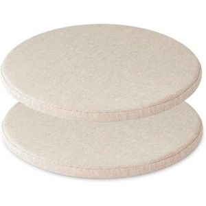 Coussin de Chaise ronde avec Sangles Amovible,Double antidérapant Haute élasticité，30/35/40/45cm Galettes de Chaise ronde exterieur interieur jardin bureau, école, Patio,Bistro(Gray white,2_40X40CM) (zisuofuzhuangshanghang, neuf)