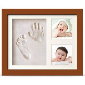 PewinGo Cadre Empreintes B&eacute;b&eacute;, Kit Empreinte Pieds et Mains Beb&eacute; pour Cadeau Nouveau N&eacute; Naissance, Personnalis&eacute; Kit d'impression de Cadre Photo pour B&eacute;b&eacute;-Noyer (Luner EU, neuf)