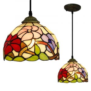 XINYASEE Applique d'intérieur, applique de style Tiffany, éclairage intérieur, applique murale à abat-jour coloré, convient pour chambre à coucher salon, douille E27 (G) (XINYASEE, neuf)