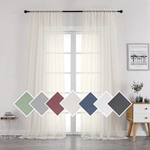 OVZME Rideaux transparents en couleur ivoire, filtrant la lumi&egrave;re, pour fen&ecirc;tres de salon, chambre et f&ecirc;te de mariage, voile, belle porte coulissante verticale, 106,7 x 244,8 cm, 2 pi&egrave;ces (Fast Media Ships From USA, neuf)