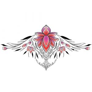 x3 Tatouage Underboob fleur de lotus - 1 lot de 3 Feuilles de tatouage &eacute;ph&eacute;m&egrave;re f&eacute;minin sexy | Seins, poitrine, bas du dos | Rose et violet | Femme - TATTOO YOUR STYLE (Tattoo Your Style, neuf)