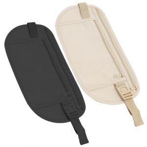 2 Pi&egrave;ces Ceinture Cache Billets, Pochette Secr&egrave;te Sac Banane Plat Ceinture d'argent Dissimul&eacute;e Utral&eacute;g&egrave;re avec Blocage RFID Ceintures de Voyage R&eacute;glable pour Homme et Femme Voyage Course &agrave; Pied (Erfushangmao, neuf)