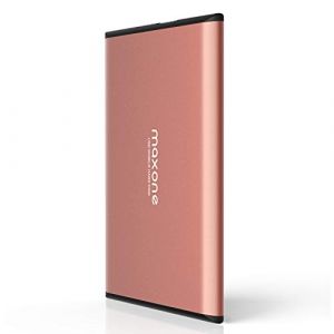 Disque Dur Externe Portable - 2.5'' USB 3.0 Ultra Fin Tout-Aluminium Stockage HDD pour PC, Mac, TV, Ordinateur de Bureau, Wii U, Windows(160Go, Rose Pink) (Maxone FR Store, neuf)