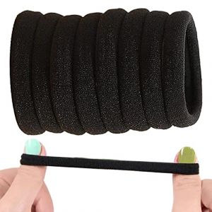 Anloximt Élastiques à cheveux noirs, attaches élastiques pour cheveux Noir | 50 bandes élastiques pour cheveux sans métal,Bandes élastiques pour cheveux, élastiques pour cheveux, sans dommages, (glacika, neuf)