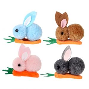 Tofficu 4 Pièces pinces à cheveux de Pâques grandes boucles d'oreilles tendance accessoire de costume de saint valentin Barrette lapin Barrette peluche pinces à cheveux décoratives (Full of stars.min, neuf)
