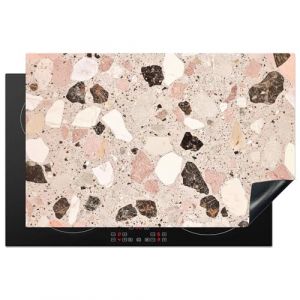 KitchenYeah&copy; Protection Plaque Cuisson Deco Cuisine Cache Induction 80x52 cm Prot&egrave;ge Pour Cuisiniere Protection L&eacute;ger - Rose - Terrazzo - Pierres (KitchenYeah, neuf)