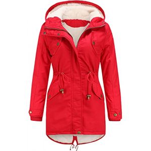Miaikvs Parka &agrave; capuche doubl&eacute;e en polaire pour femme Manteau d'hiver rembourr&eacute; coupe-vent chaud(Rouge,XXL) (Miaikvs, neuf)