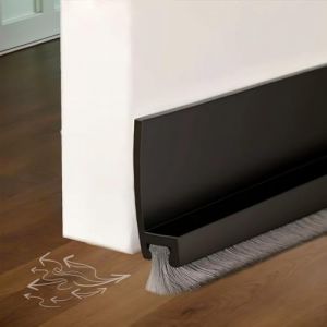 Oppingster Noir Brosse Bas de Porte, Joint Dessous de Porte, Auto-adh&eacute;sif et Peut &ecirc;tre Coup&eacute; &agrave; la Taille, Bas de Porte Anti-Courant d'air (HAxianghui08, neuf)