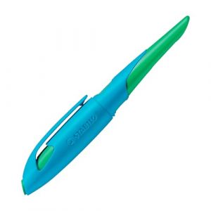 STABILO Stylo scolaire ergonomique pour droitier avec plume d&eacute;butant A Easy birdy - Bleu ciel/vert herbe - Stylo unique - Cartouche incluse - Couleur d'&eacute;criture bleue (effa&ccedil;able) (STABILO, neuf)