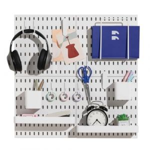 Keepo Kit de combinaison de panneaux perforés, 4 panneaux perforés et 14 accessoires de suspension modulaire pour organiseur mural, organisation d'artisanat, affichage d'ornements, rangement de (KreativeXYZ, neuf)