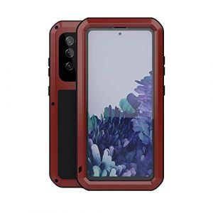 LOVE MEI Coque pour Samsung Galaxy S20 FE 5G, Outdoor Sports Heavy Duty M&eacute;tal Blind&eacute; Coque &Eacute;tanche Antichoc Anti-poussi&egrave;re Full Body Protection Case avec Verre tremp&eacute; pour Galaxy S20 FE 5G (Rouge) (Yeon store, neuf)