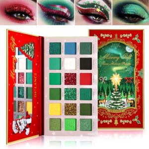 Afflano Palette de fards à paupières vertes, rouge et vert, haute pigmentation, rouge vert, pailleté pour le carnival paon, blanc, noir, vert foncé, bleu (Afflano Direct, neuf)
