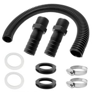 Trop Plein Cuve,2 Pcs Trop Plein Cuve Eau 1000L,Raccord Recuperateur d Eau de Pluie,Kit de Jumelage Cuve mit Joints,Tuyau de Raccordement et 2 Embouts avec Contre-écrous pour Cuve Eau (B) (SHIQUA, neuf)