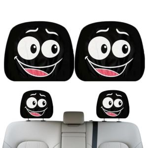 Miyanvuo Housses D'appuie-Tête pour Voiture - 2 Pièces Protection pour Appuie-Tête de Siège Auto - Design Amusant À Expression Cartoon Mignon,Respirant Personnalisation Amusant pour (XuWeidianpu, neuf)